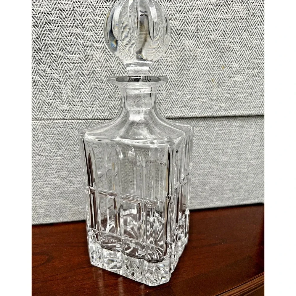 Vintage 1980's Towle 24% Lead Crystal Square Decanter‎ w/ Stopper